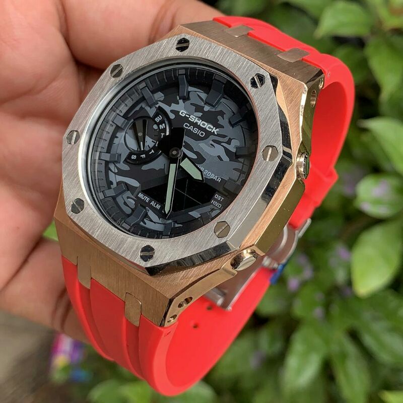 jam casiooak G-shock GA2100 custom strap dan bezel