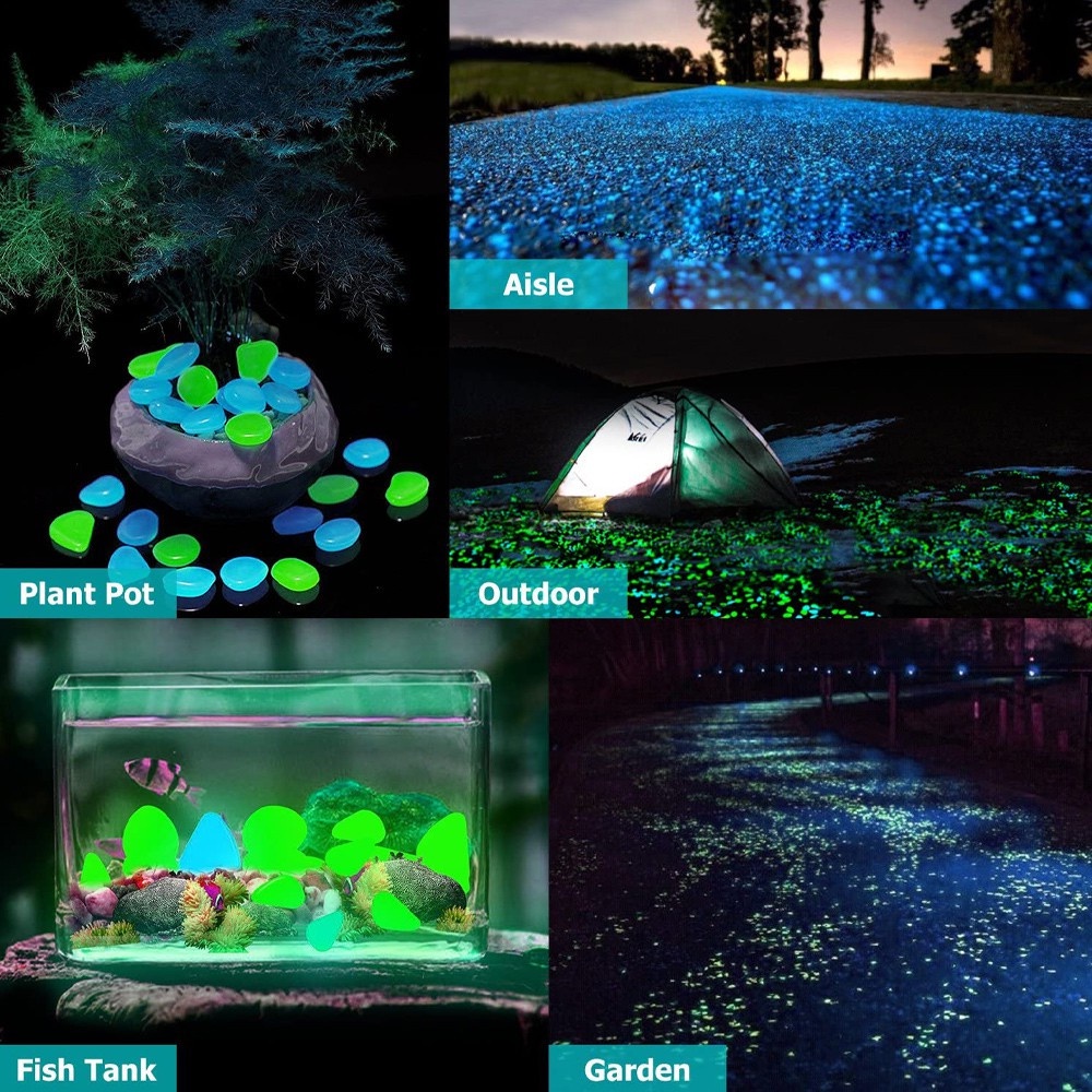 50pcs / Kantong Batu Glow In The Dark Untuk Dekorasi Taman / Tangki Ikan