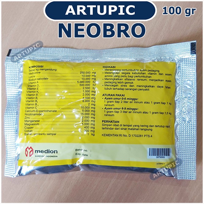 Neobro 100 gram Vitamin Penggemuk Pertumbuhan Ayam Pedaging Broiler Penambah Berat Ayam Unggas