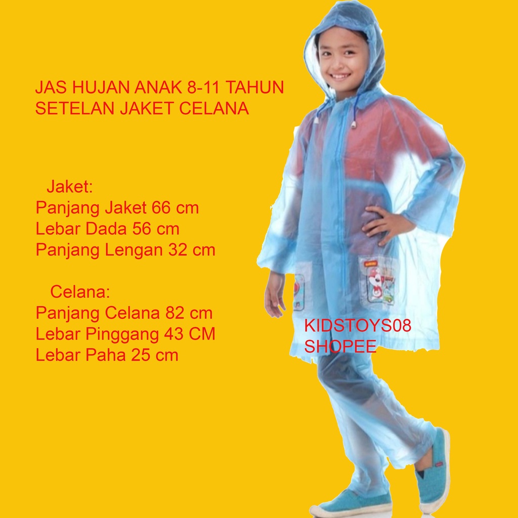 Jas Hujan Anak 11Tahun Mantel Jaket Celana Transparan