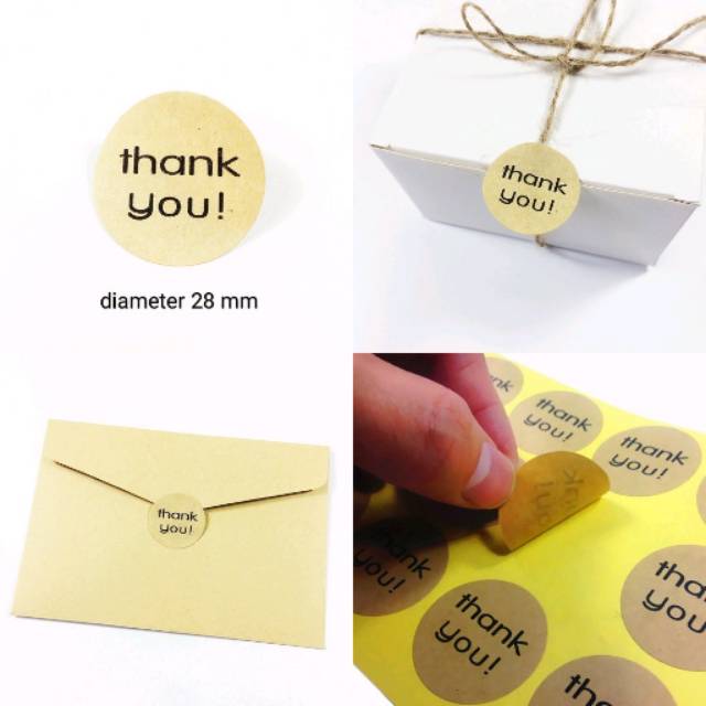 

Stiker Sticker Thank You kraft Label segel kemasan hiasan Packaging Sealer Dus Box Gift Hampers L60