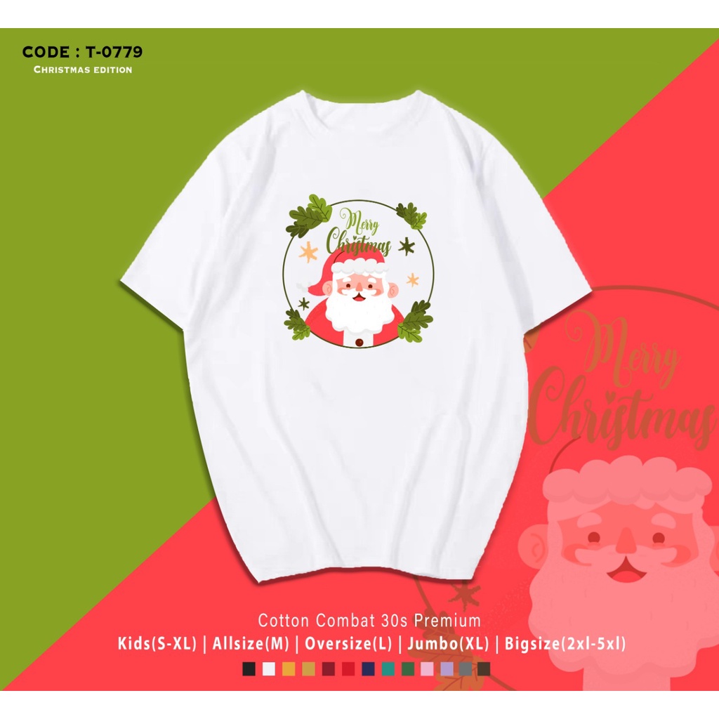 FREE CUSTOM NAMA - KAOS KADO NATAL / SANTA MERRY CHRISTMAS GIFT / T-SHIRT SANTA CLAUS / BAJU SANTAI