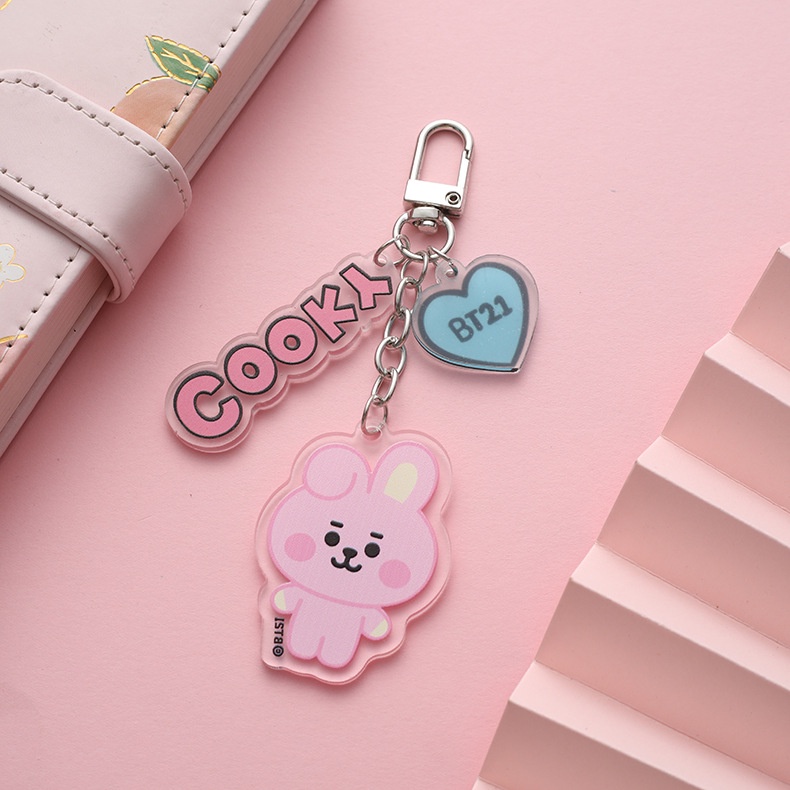 Gantungan Kunci Kartun Untuk Pria Dan Wanita BTS BT21 Lovely Car Bag Doll Pendant Key Chain Gantungan Kunci