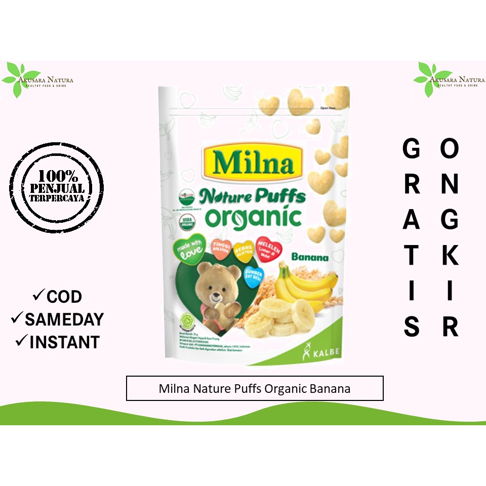 Milna Nature Puff Organic / Promina Puffs Apple and Mix Berries Cheese Banana 15 G [BISA COD | SAMEDAY | INSTANT]