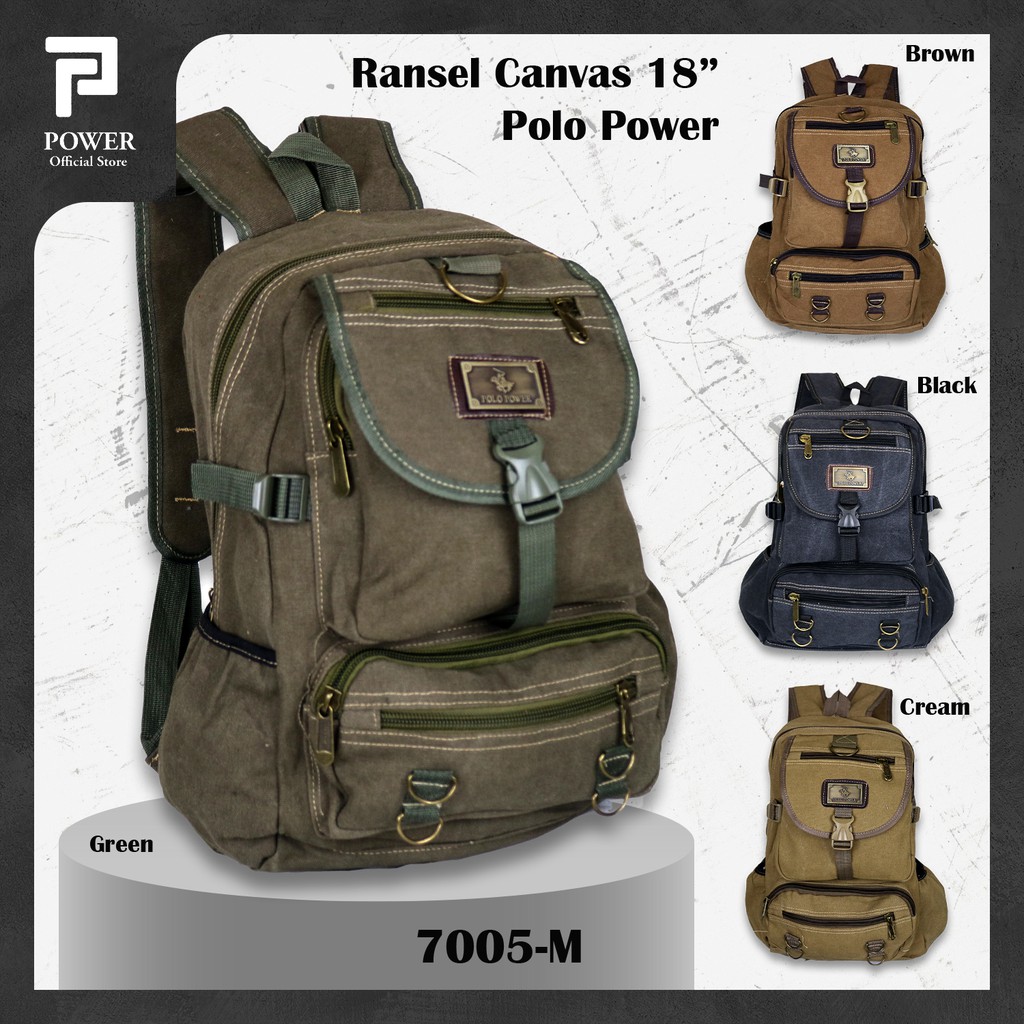 Polo Power Tas Pria Ransel Canvas Import Tas Punggung Casul Pria Tas Kanvas Polo Original Backpack Trendy