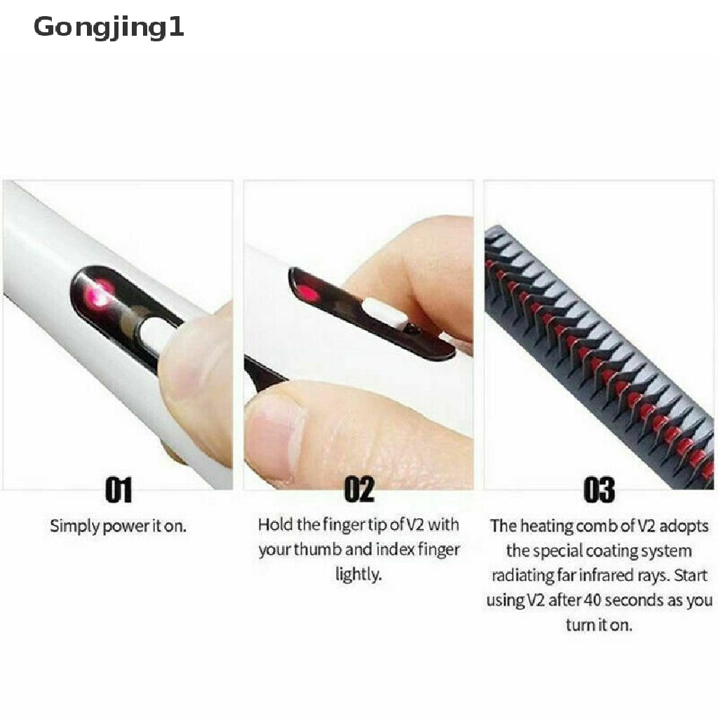 Gongjing1 Sisir Pelurus Jenggot Elektrik Cepat Panas Untuk Pria