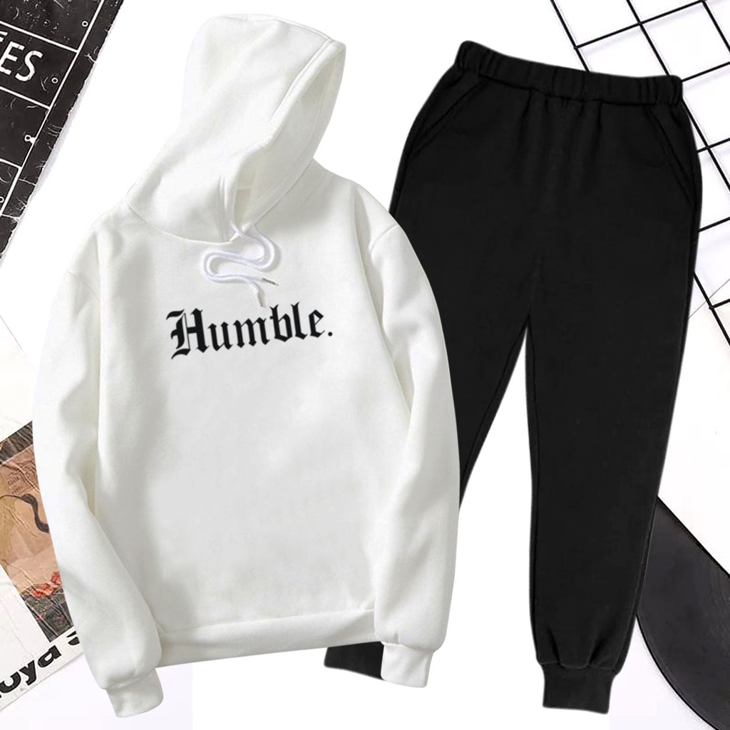 BESS - Baju Setelan Wanita Murah / Setelan Hoodie + Jogger Hitam - HUMBLE