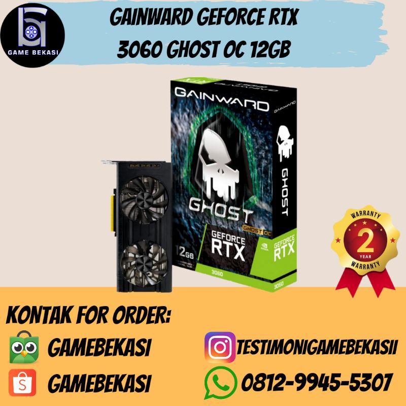 GAINWARD GEFORCE RTX 3060 GHOST OC 12 GB GDDR6 NON LHR MURAH