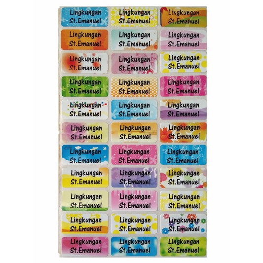 

Stiker Label Nama Waterproof Polos Motif Background Size S M L