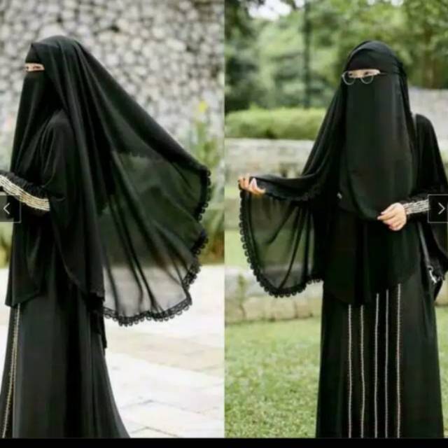 CADAR YAMAN HITAM SIFFON JETBLACK / Niqab Yaman / Niqob yaman 2 LAYER / CADAR YAMAN warna hitam