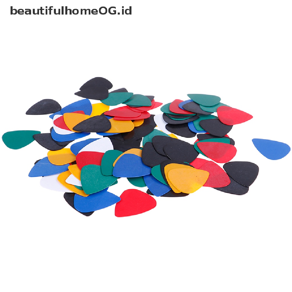 100 Pcs Pick Plectrum Seluloida Warna Lembut Untuk Gitar Akustik Elektrik