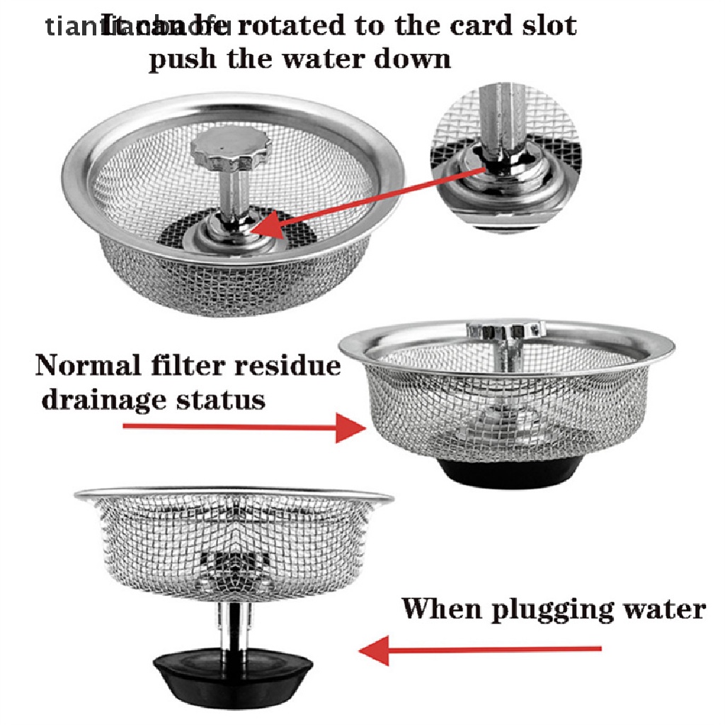 [tiantianbaofu] Stainless Steel Sink Strainer Waste Disposer Outfall Filter Hair Sewer Outfall Boutique