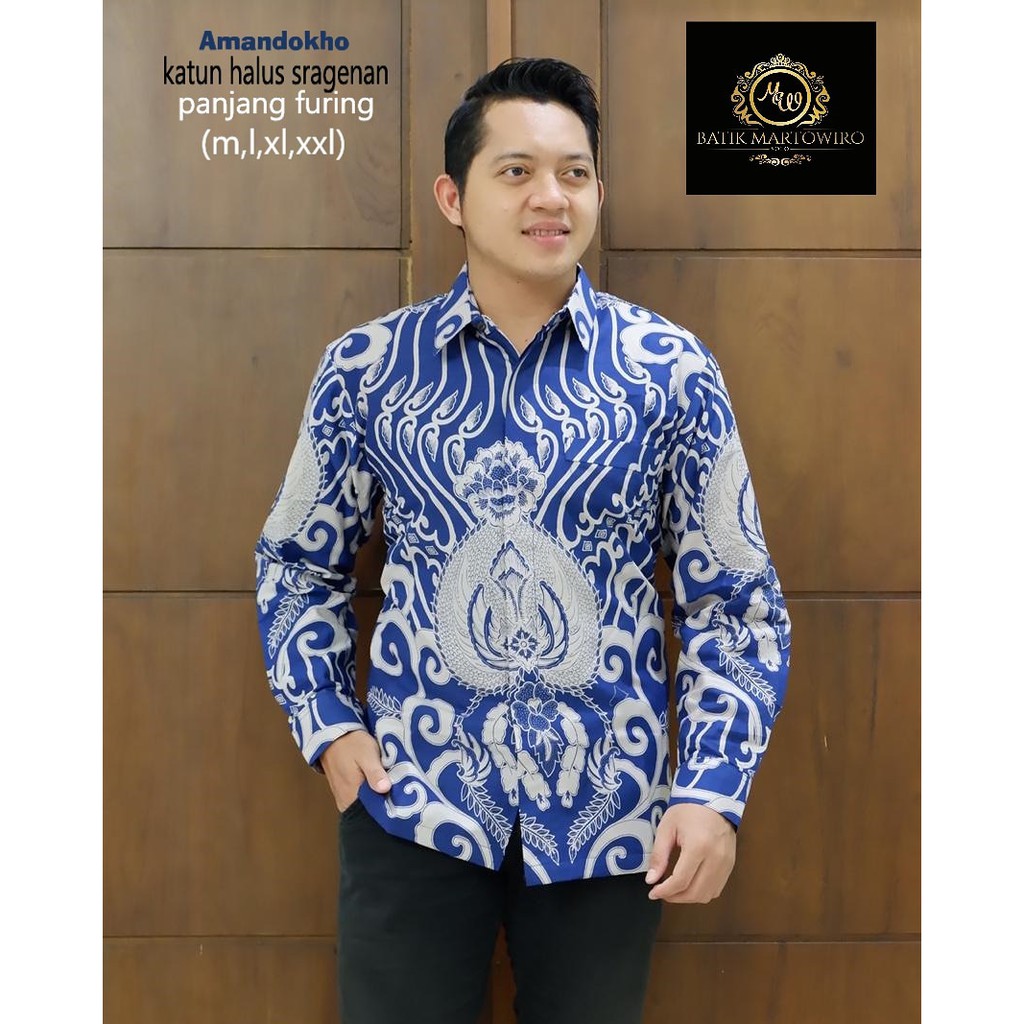 AMANDOKHO Kemeja Batik Pria Lengan Panjang Katun Halus Martowiro FULL FURING