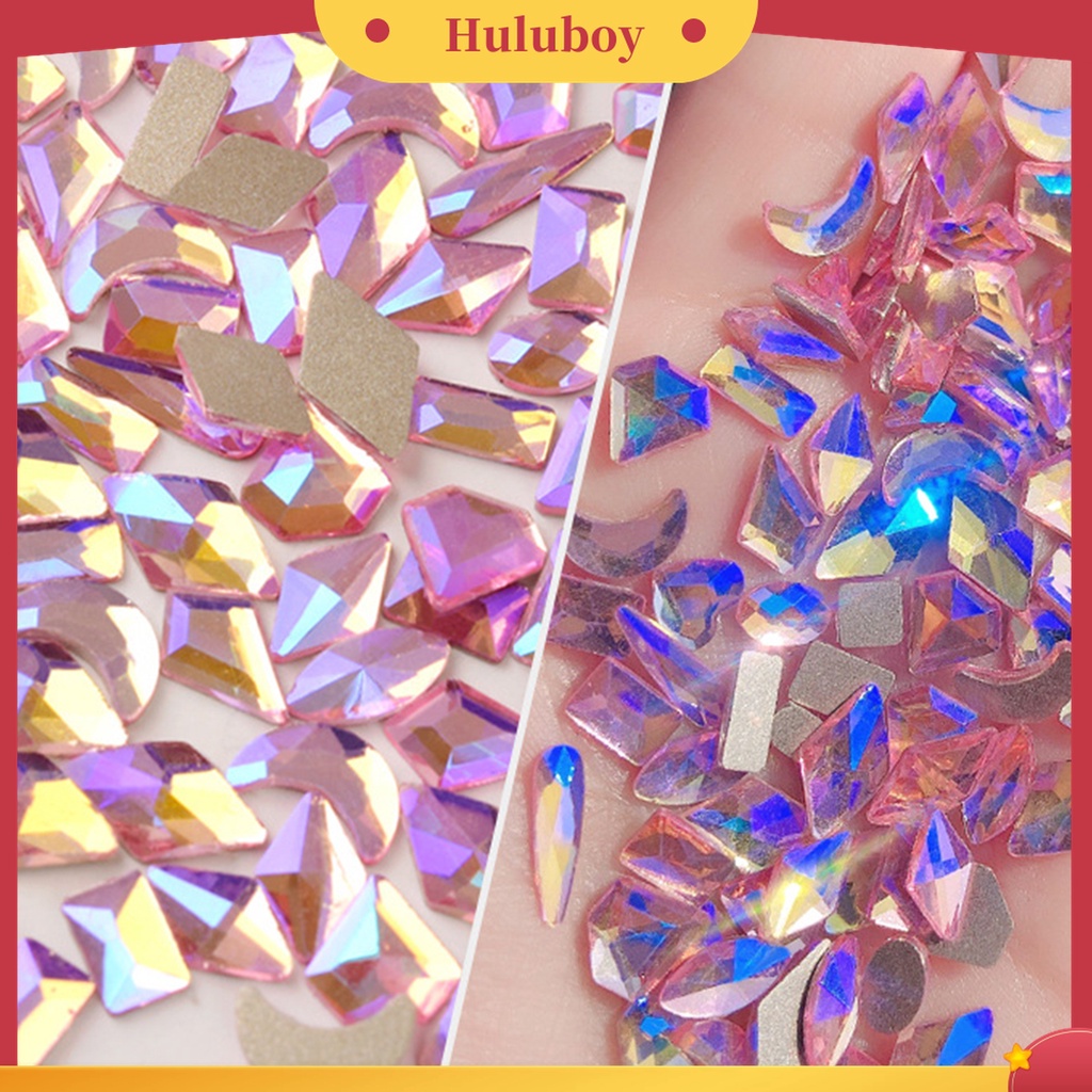 Huluboy Huluboy♡ 100 Pcs / Set Batu Berlian Imitasi 3D Bentuk Irregular Aneka Ukuran Untuk Dekorasi Manicure