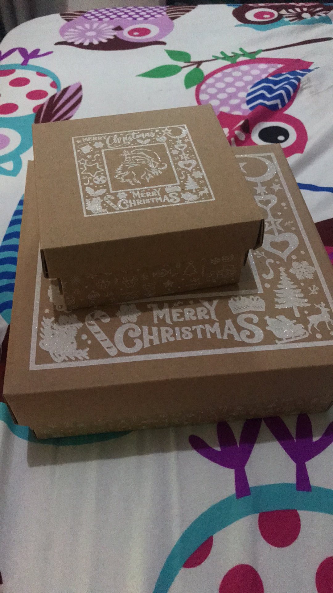 Christmas Edition Box Atas Bawah Silver With Glittery Siap Pesan! Readystock Cocok Buat Hampers!