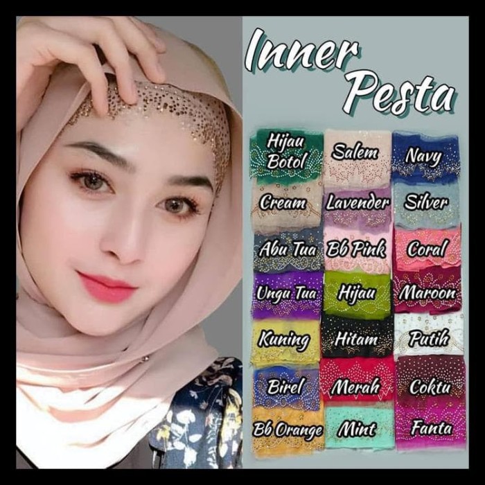 ciput pesta ciput payet tile diamond inner jilbab (ciput pesta)