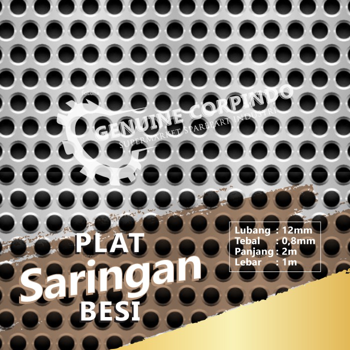 Plat Besi Saringan Lubang Dia 12 mm Tebal 0,8 x P 2 M X L 1 M