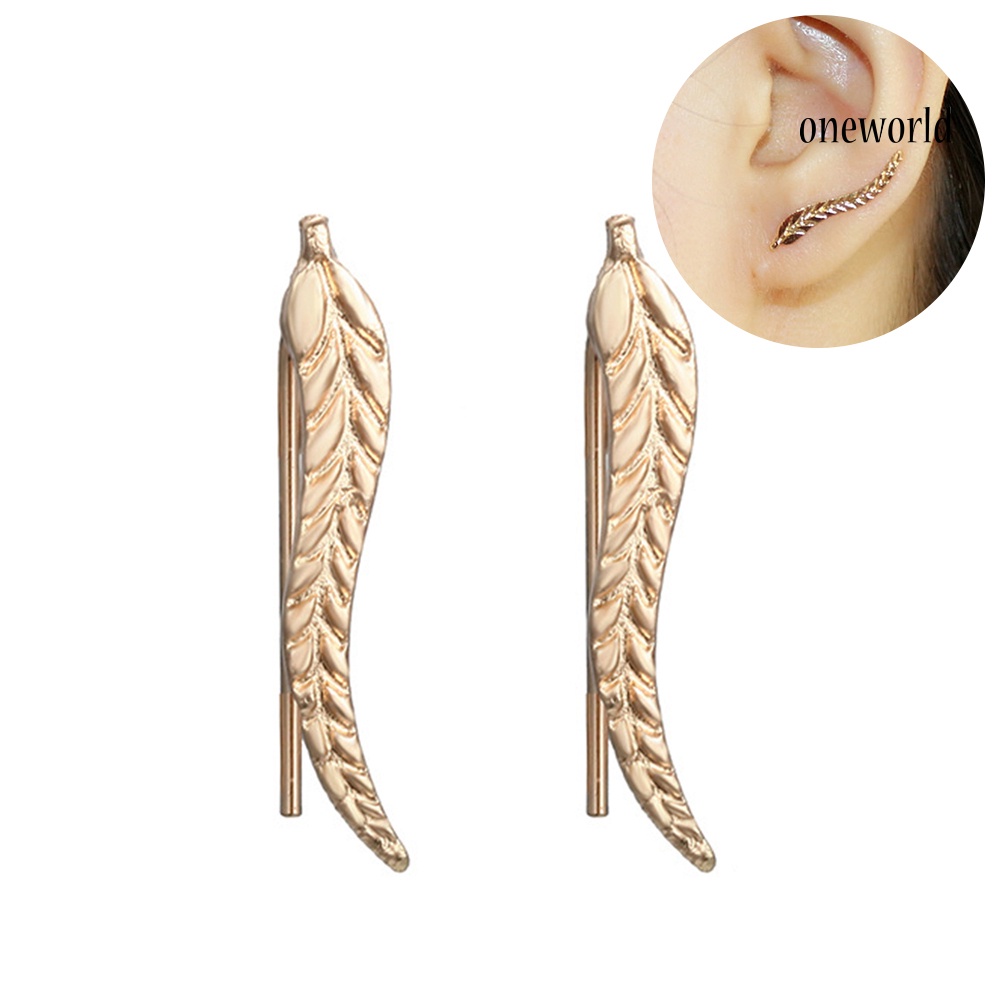 OW@ Fashion Women Leaf Shape Ear Cuff Clip Earrings Piercing Party Jewelry Gift