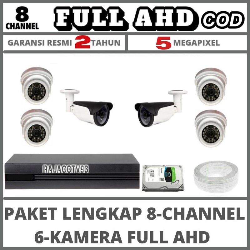 PAKET CCTV 8 CHANNEL 6 CAMERA FULL AHD 5MP 1080P IR SONY KAMERA CCTV KOMPLIT TINGGAL PASANG AUDIO SERIES