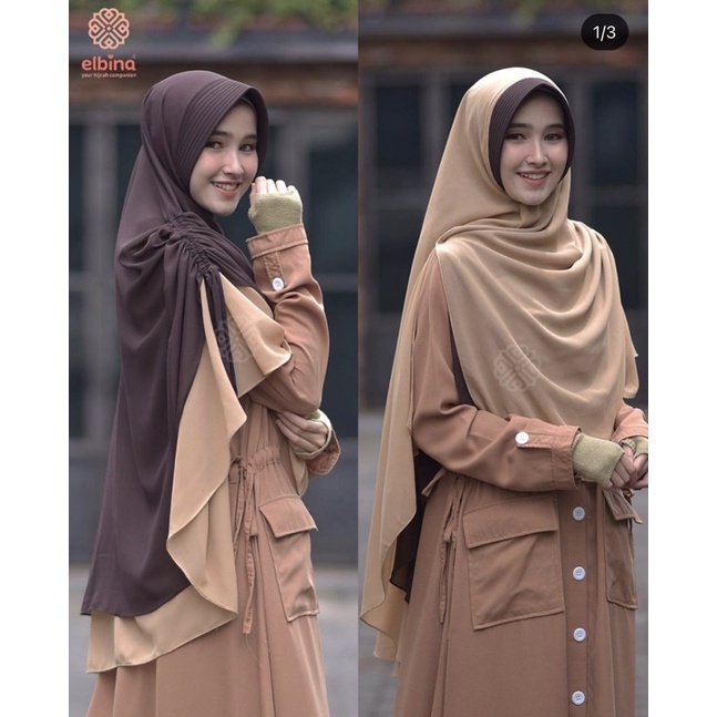 Preloved khimar multitalenta warna choco milo dari elbina hijab