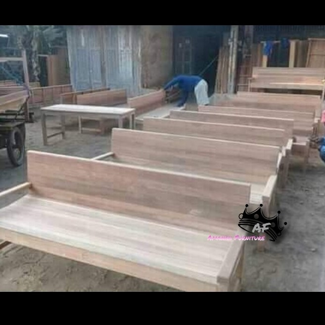 Kursi ruang tamu bangku panjang murah kayu bengkirai