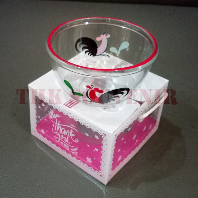 Souvenir Mangkok Kaca  Ayam Jago