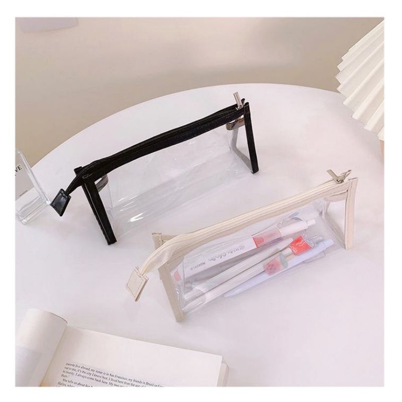 

Kotak Pensil Minimalis transparan Pencil Case Aesthetic bahan mika tebal