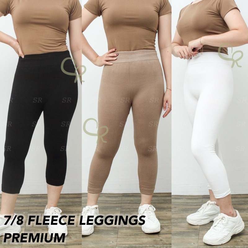 Legging Tebal Fleece Pendek 7/8 Wanita Import Premium Melar Jumbo