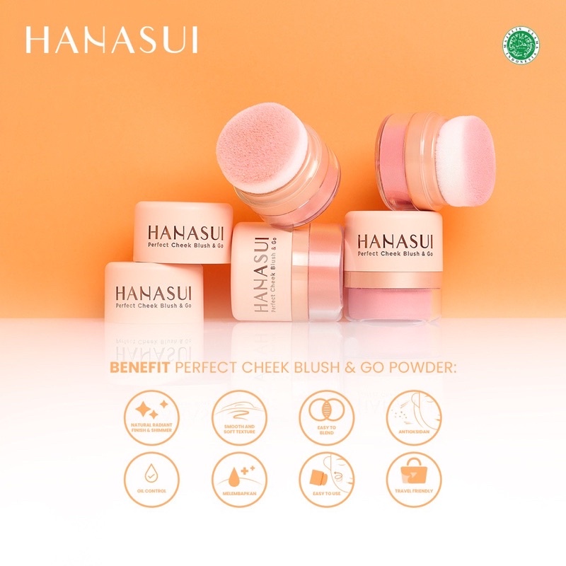 HANASUI Perfect Cheek Blush &amp; Go Powder - Blush On Natural, Perona Pipi, Pewarna Pipi, Pemerah Pipi