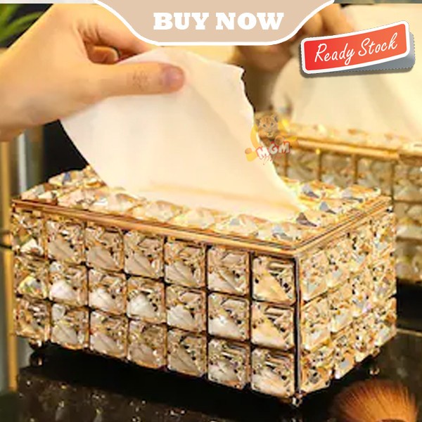 LUXURY Tempat kotak tisu Emas model DIAMOND Tissue Box metal base