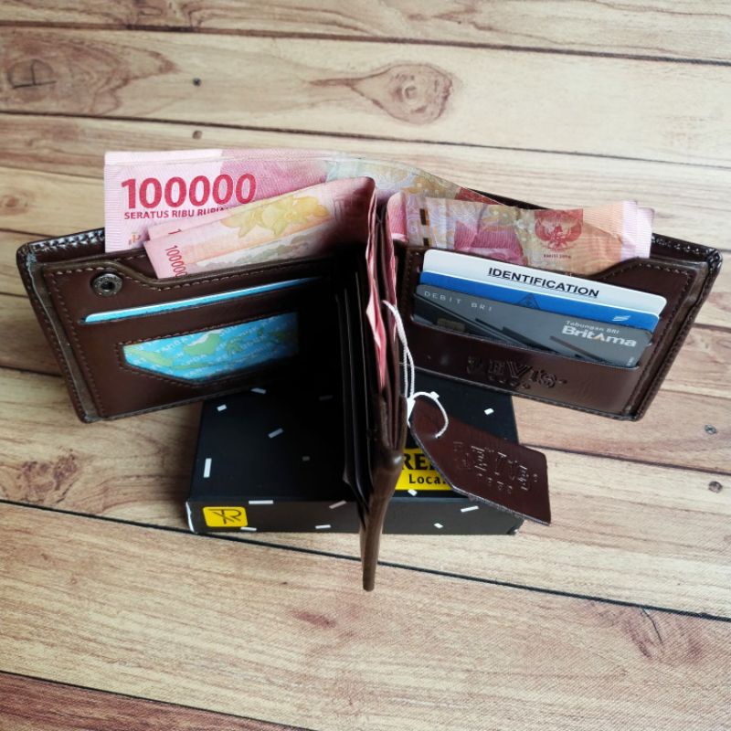 Diskon Cod Dompet Asli Kulit Pria Lipat 3Dimensi Kuat Bakar