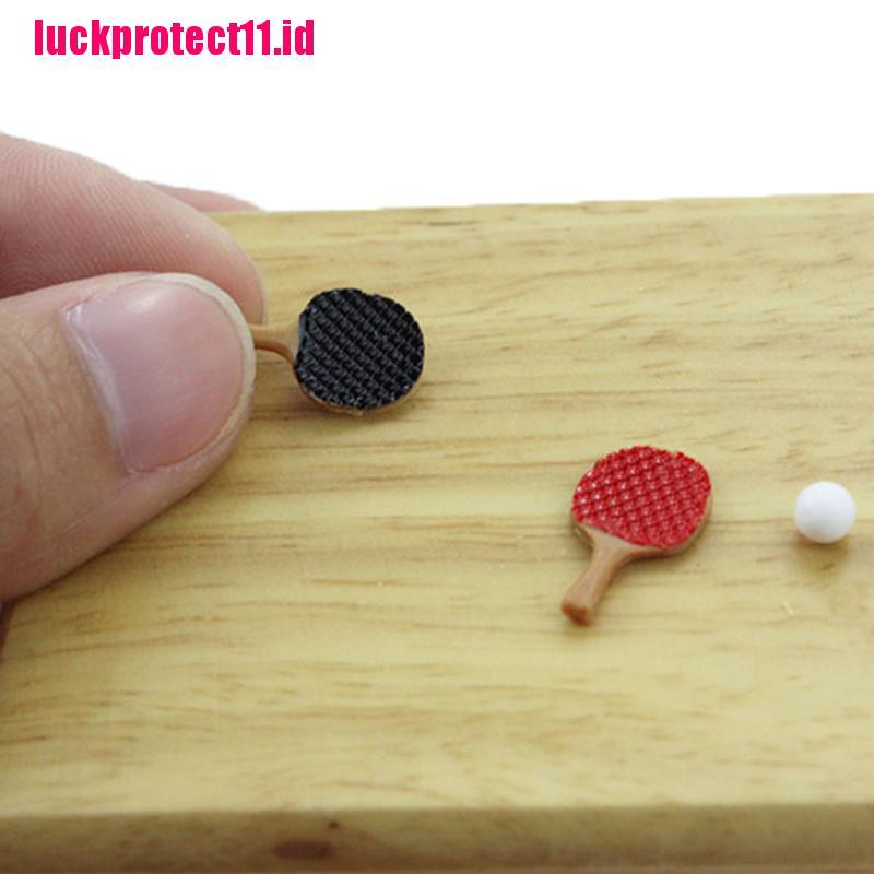 Lucktoy Miniatur Paddle Ping Pong Aksesoris Rumah Boneka 1: 12