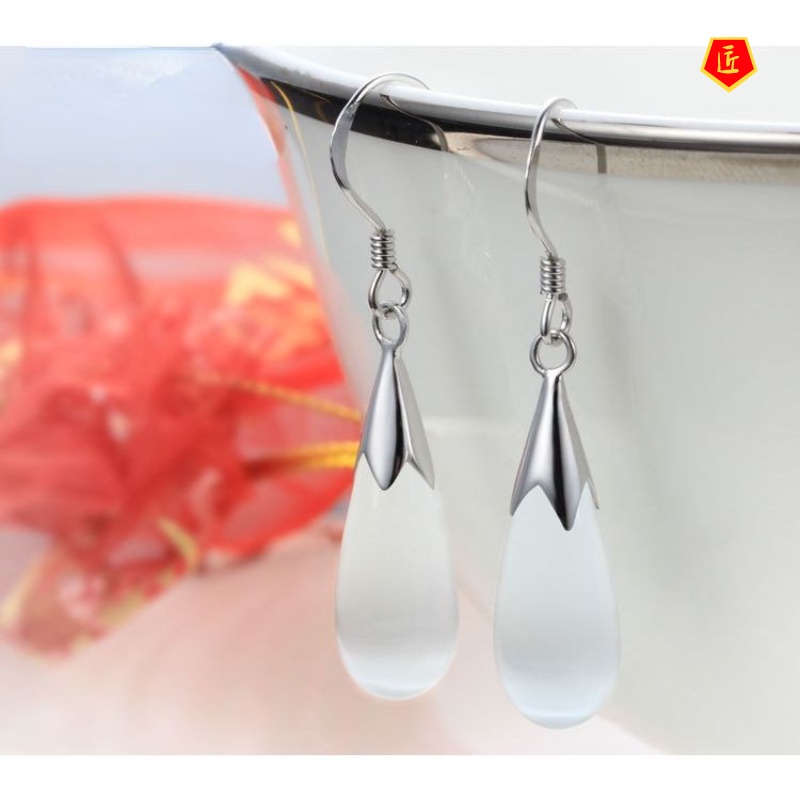 [Ready Stock]Simple Elegant Opal Crystal Earrings High-End