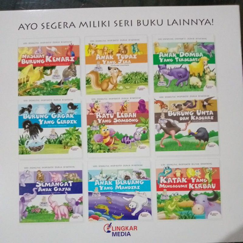 Buku paket isi 10 seri Dongeng inspiratif dunia binatang full colour