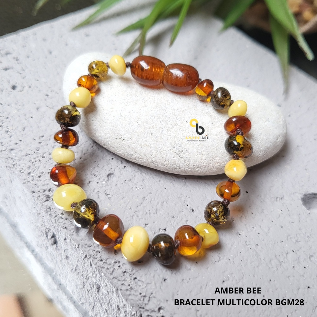 Gelang Amber Bayi Anak Premium Glossy Multicolor BGM028 By Amber Bee