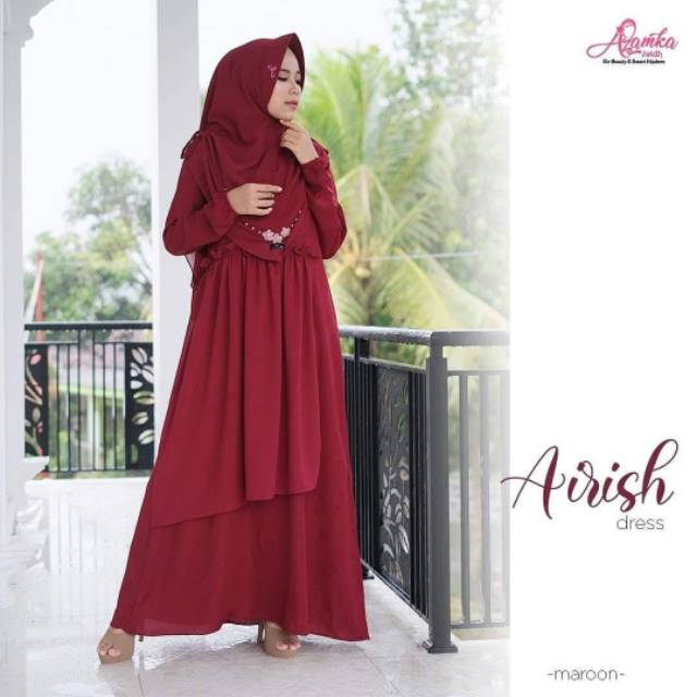 READY GAMIS POLOS AIRISH DRESS WARNA MAROON SIZE XS ORI