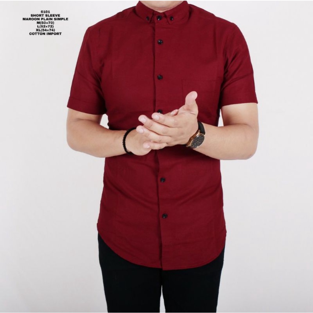 KEMEJA POLOS PRIA MURAH//HEM POLOS LENGAN PENDEK//KEMEJA POLOS KATUN TERMURAH