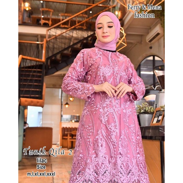 Terlaris!! Setelan Kebaya Qila 2 / Kebaya Tunik Jumbo / Kebaya Tulle Big Size