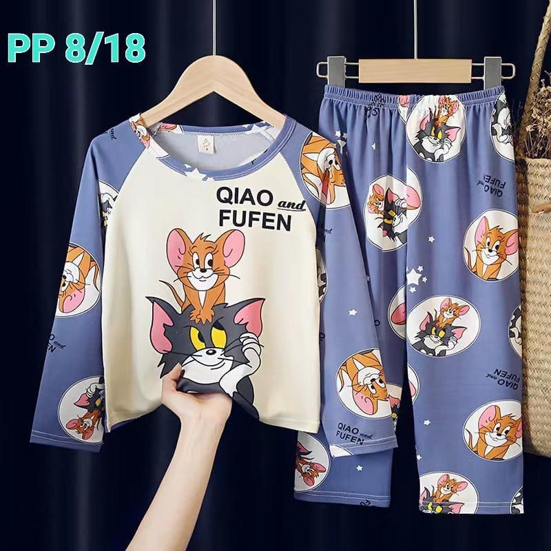 BAJU TIDUR ANAK IMPORT MURAH UNISEX SETELAN PIYAMA SET LENGAN PANJANG C18-B2