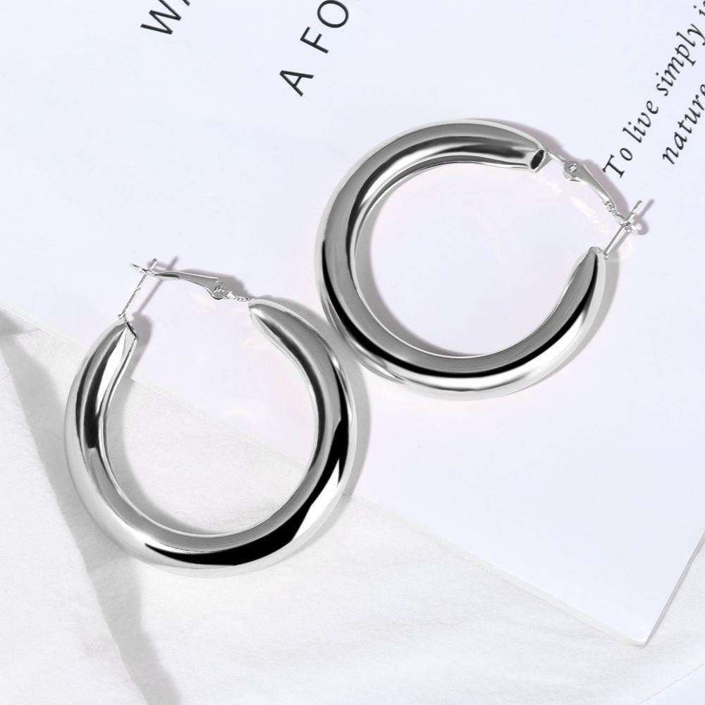 Top Hoop Earrings Hiphop Wanita Perhiasan Lingkaran Bulat Minimalis