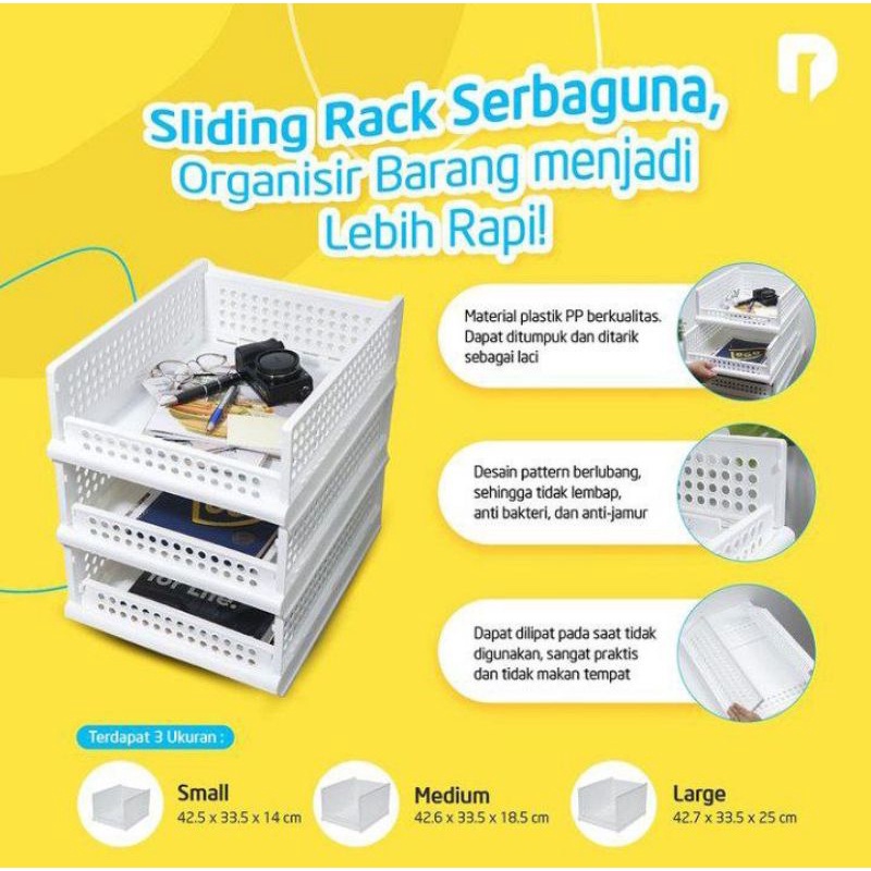 Sliding Rack Serbaguna / Rak ATK / Penyimpanan Buku dan Alat Tulis Size S