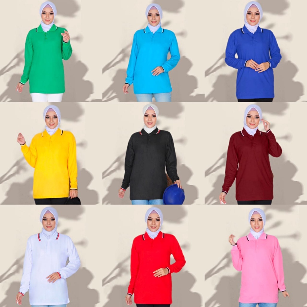 Kerah wangki polos lengan panjang