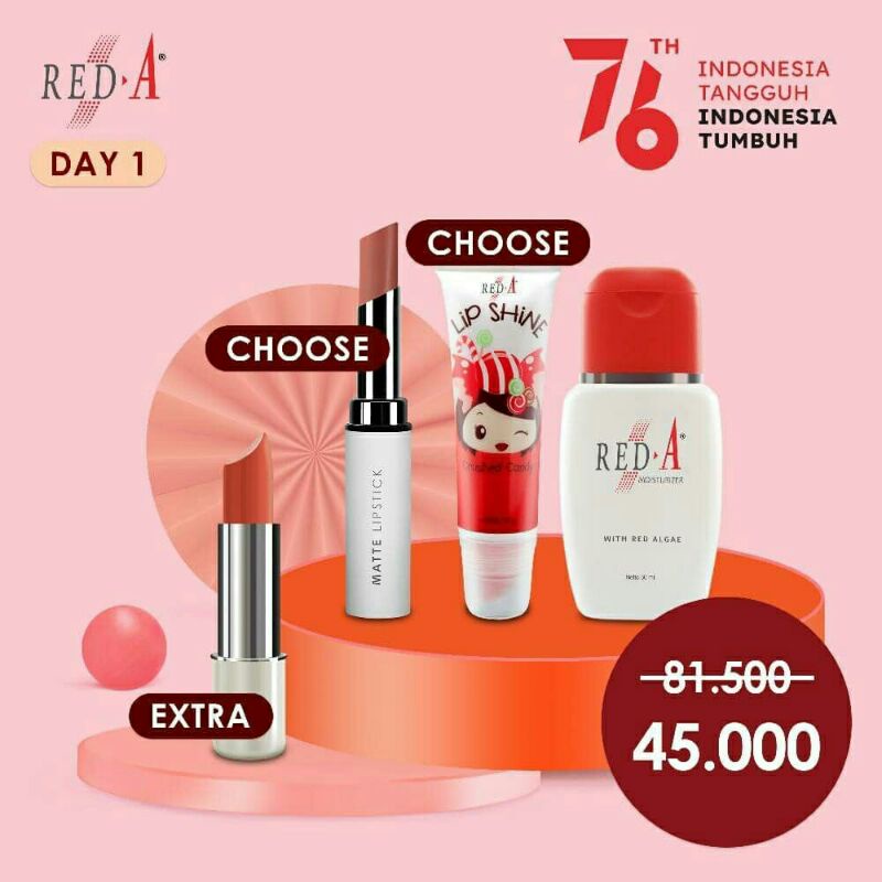 Paket Moisturizer Lip Shine Lip Matte Lipstick Red A