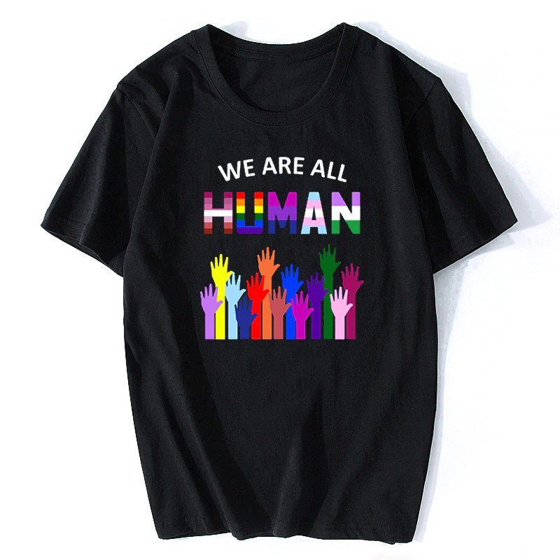 Kaos  Lengan Pendek Warna  Hitam  Motif We Are The Human Lgbt 