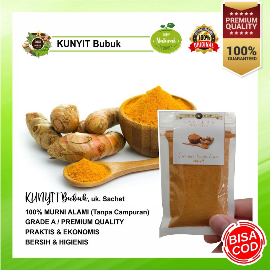 

KUNYIT BUBUK / SERBUK TUMERIC POWDER non KAPSUL ORIGINAL KUALITAS SUPER , 100% ASLI REMPAH KUALITAS PREMIUM uk. SACHET