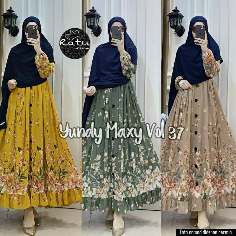 Yundy maxy vol 37GAMIS CERUTY PRINTING BUNGA YUNDY MAXY DRESS