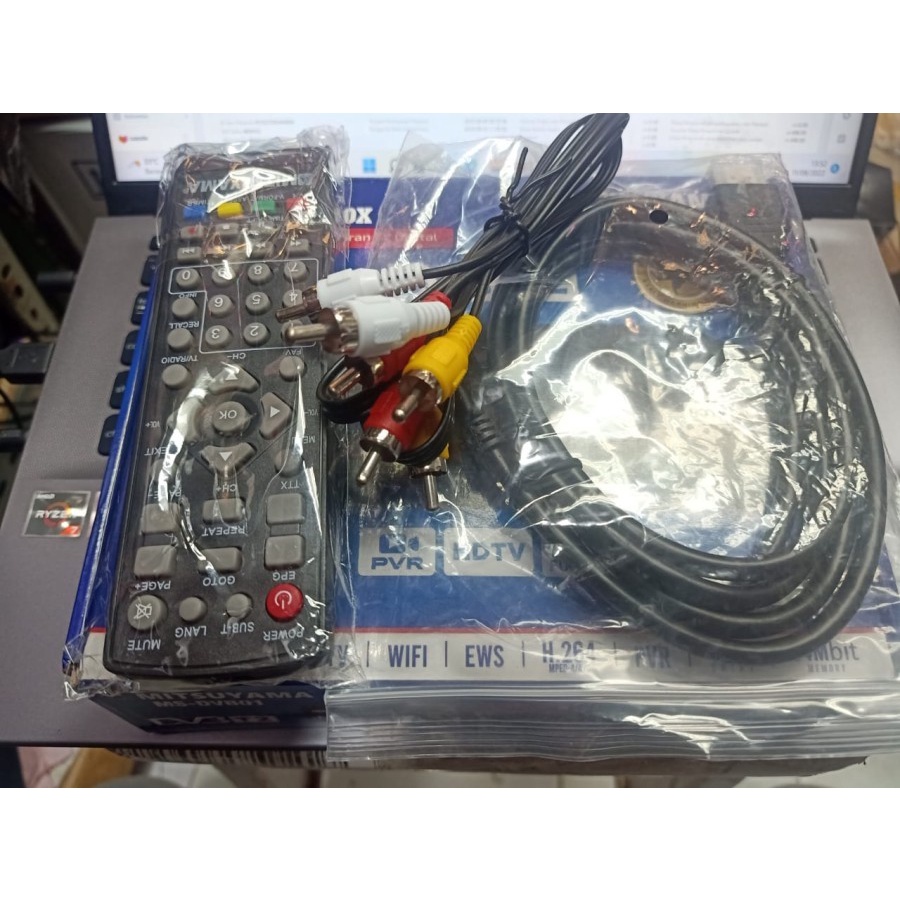 Barangunik2021 -Set Top Box Mitsuyama MS-DVB01 STB Alat Penerima Siaran TV Digital - STB+Dongle-Ms-WF01