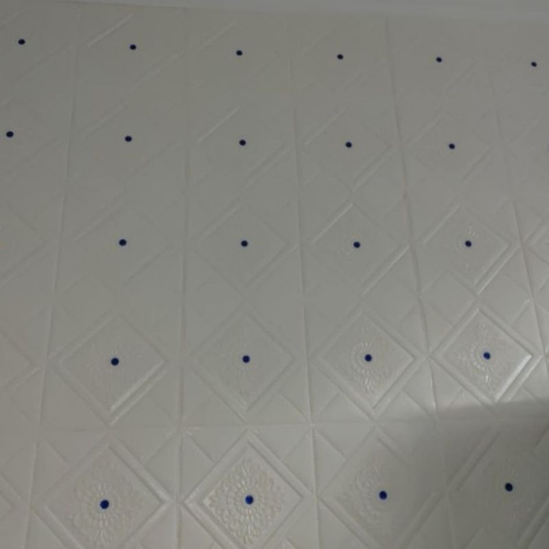 wallpaper sticker foam premium permukaan timbul motif batik wajik Rubi biru