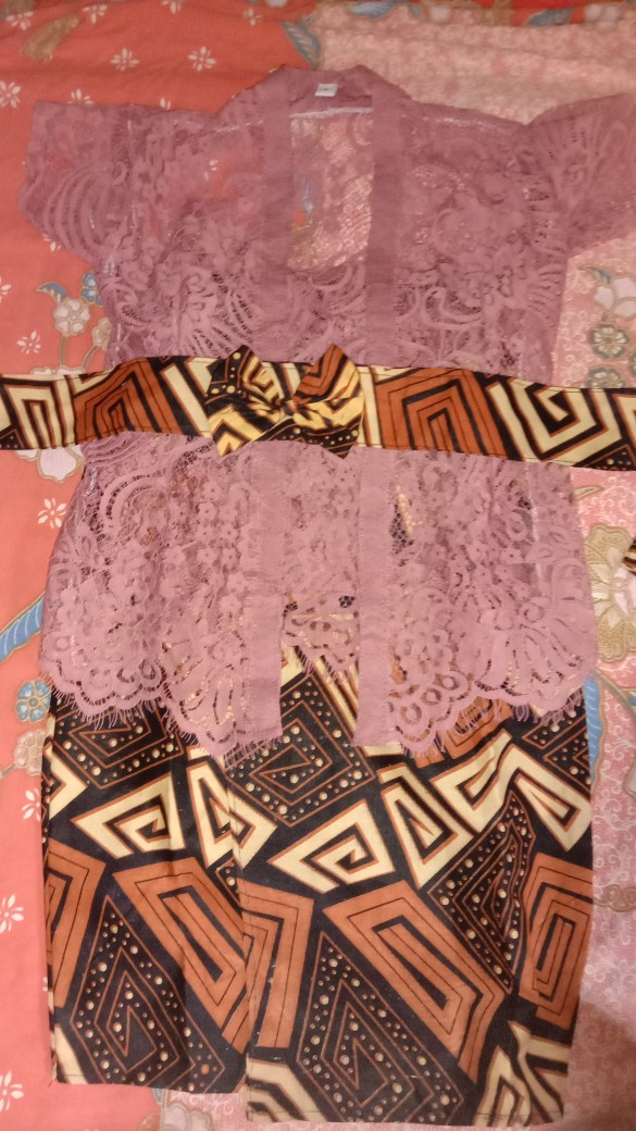 0-8 Tahun Free Bandana Set Kebaya Brokat+kamen Obi Batik Anak