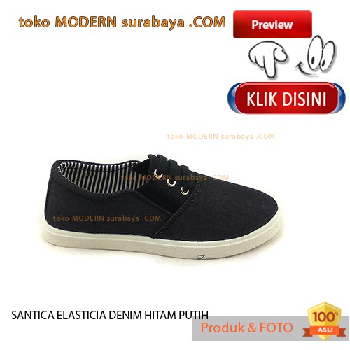 SANTICA ELASTICIA DENIM HITAM PUTIH Sepatu Anak Casual Sneakers